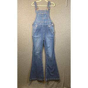 We The Free Free People Flare Denim Overalls Medium Wash Blue Mid Rise Size 30